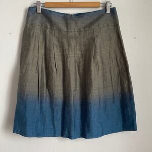 Vince linen cotton blend striped A line skirt with pockets sz 6